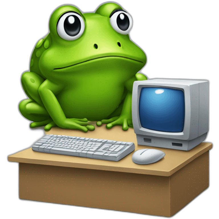 macintosh computer and frog emoji