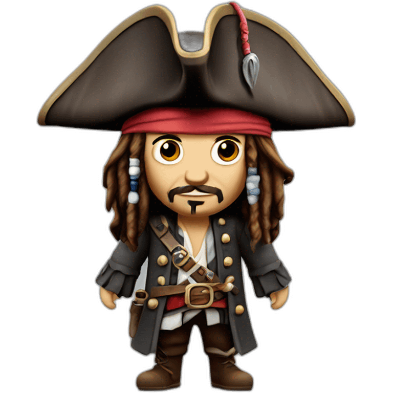 Jack Sparrow full height,3d ,морщины детализация,лицо детализированный  cinematic experience, realistic, dark, ultra-realistic render emoji