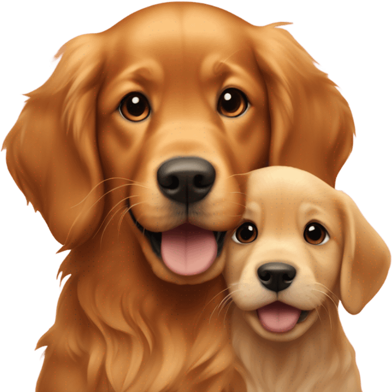 Red golden retriever and red golden retriever puppy playing  emoji