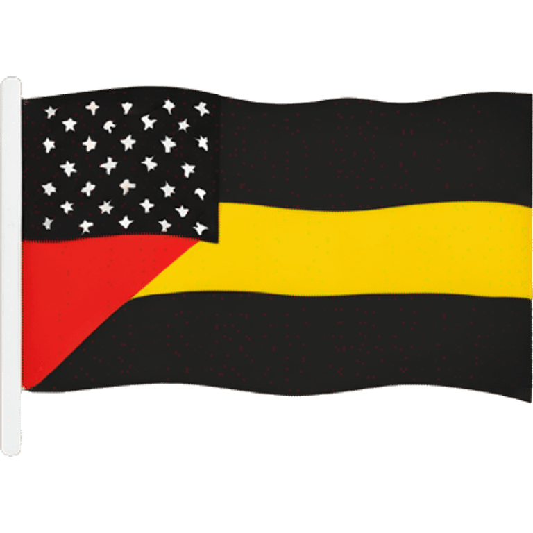 Flag with half rectangle black on top and red on bottom, have medium size yellow circle in the middle emoji