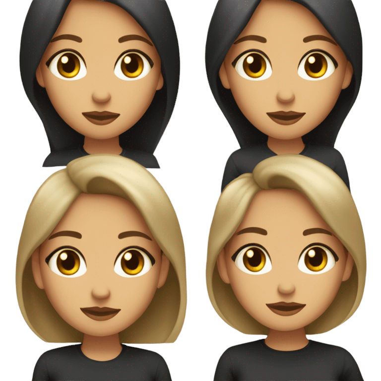 mujer joven de piel clara con ojos cafes y cabello negro largo emoji