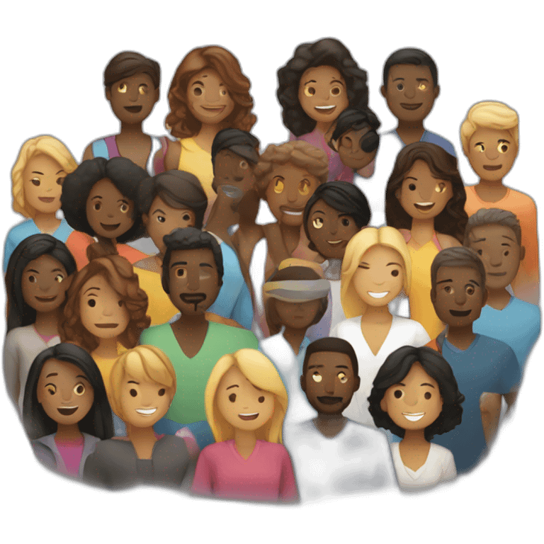 "Design silhouettes of diverse people with connections lighting up between them, set in a community gathering." emoji