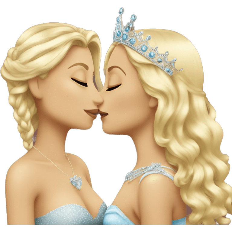 2 women princesses couple blonde kiss emoji