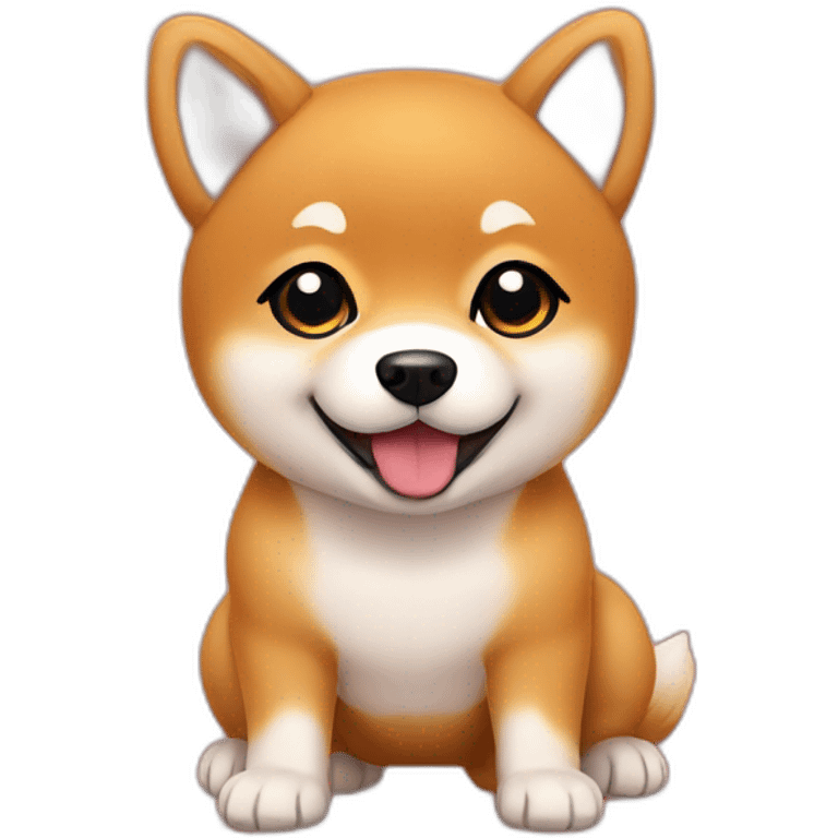 Baby shiba inu cartoon with red background emoji