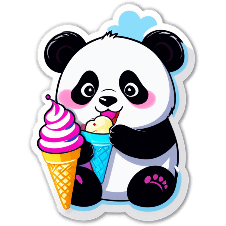 Panda eating ice cream emoji