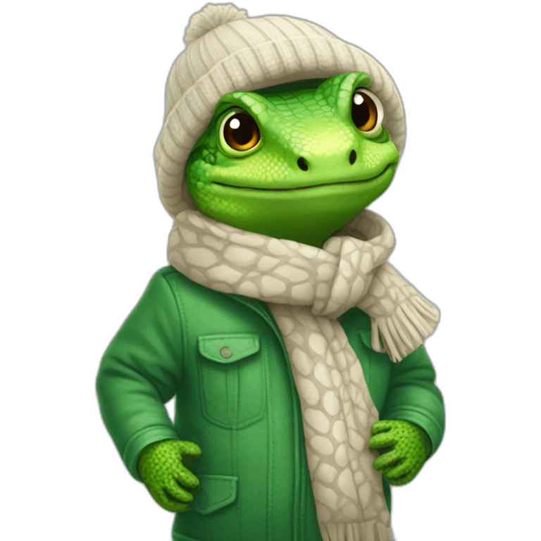 Lézard with winter clothes emoji