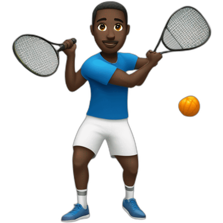 Black man playing squash emoji