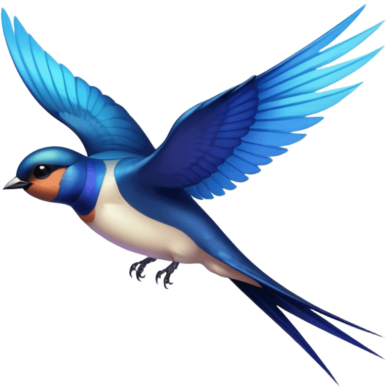 A swallow bird in flight, symbolizing freedom and agility, with wings spread wide and a streamlined body emoji