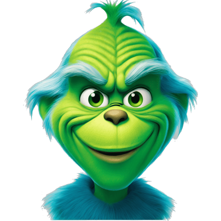 The grinch smirking but he’s blue emoji