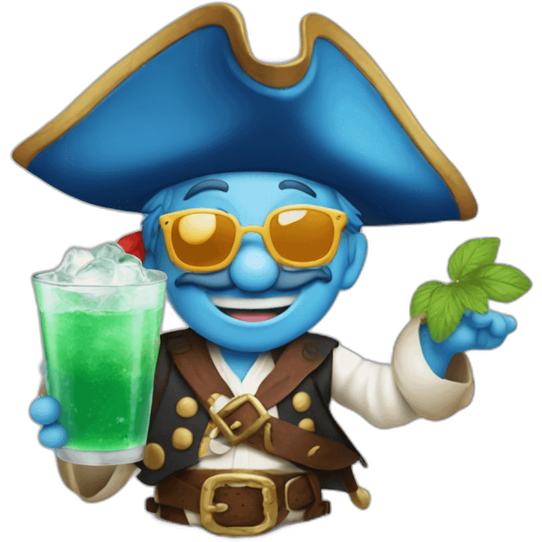 pirate Papa Smurf drinking mojito emoji