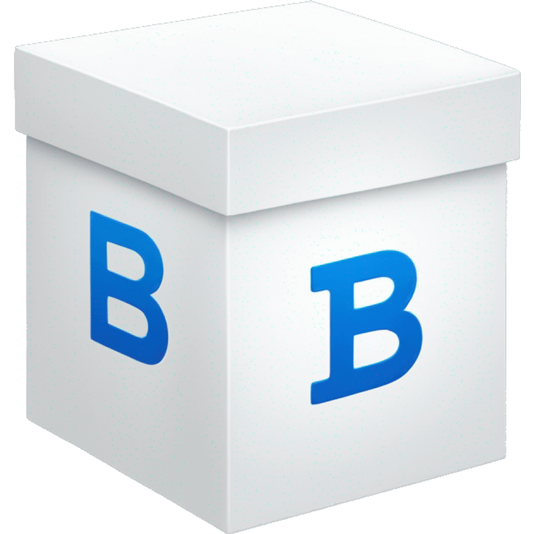 white box with blue illustrations and bold 'B' logo in the middle emoji