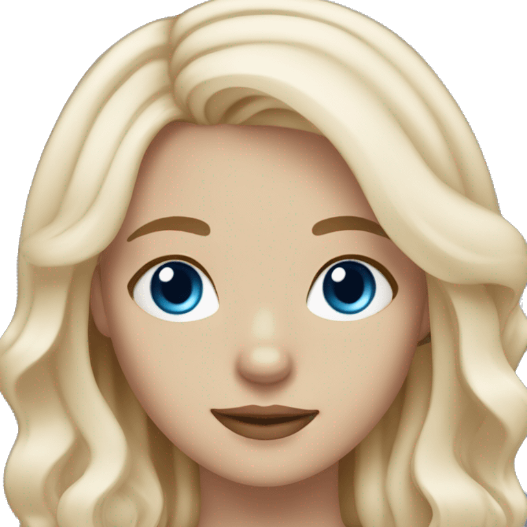 Girl with light skin, blonde white waves hair,blue eyes, Maltese dog emoji