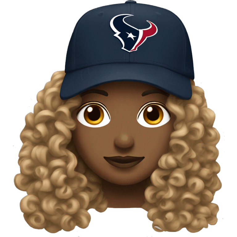 HOUSTON TEXANS baseball hat woman with long curly hair  emoji