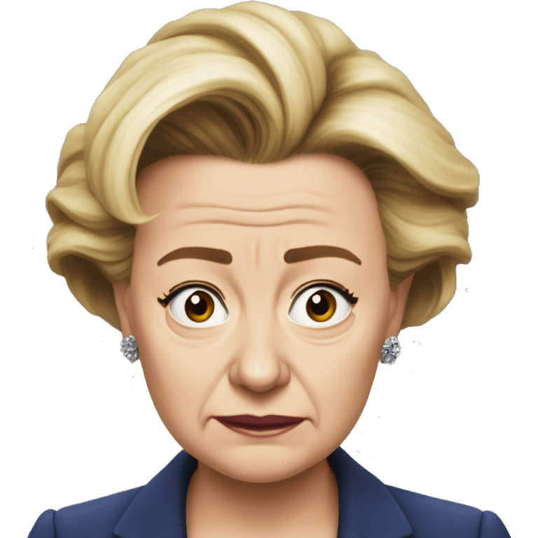 photorealistic Ursula von der Leyen sad emoji