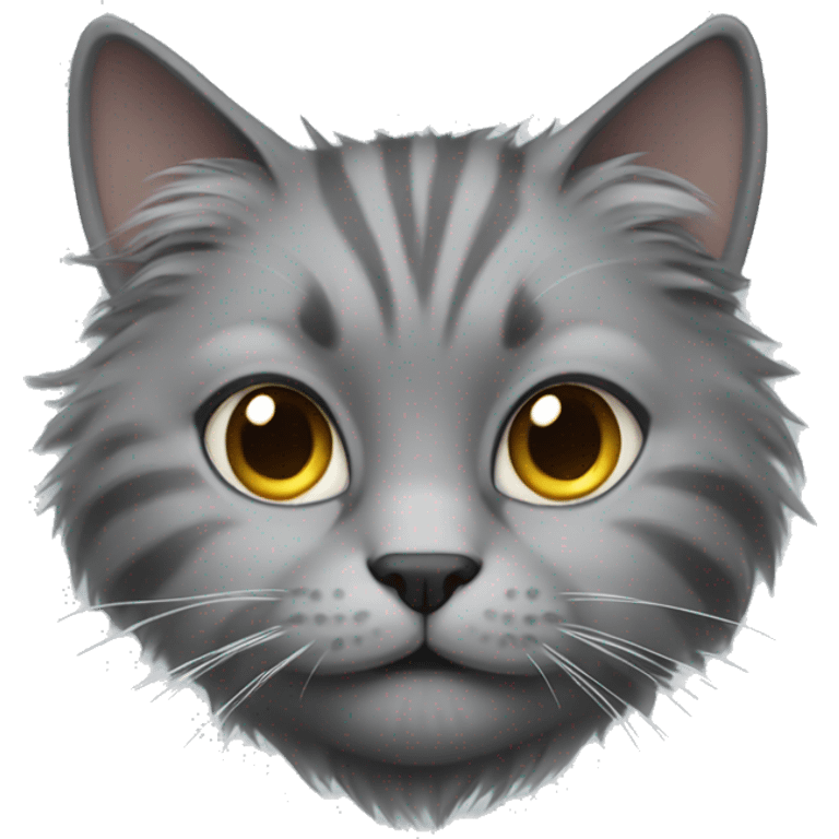 grey and grey fluffy cat  emoji