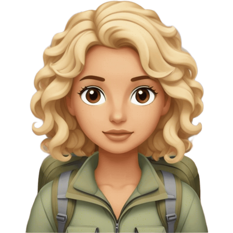 Blonde model with brown eyes, soft curls, hiking in the Grand Canyon emoji