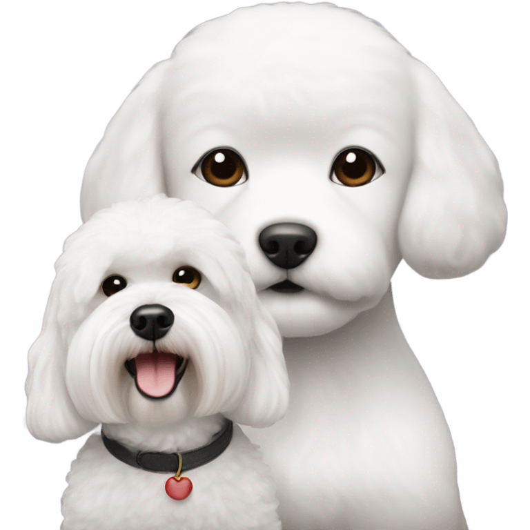 A cute bichon frise & an Asian woman  emoji