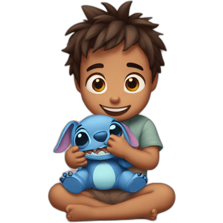 Stich avec son doudou emoji