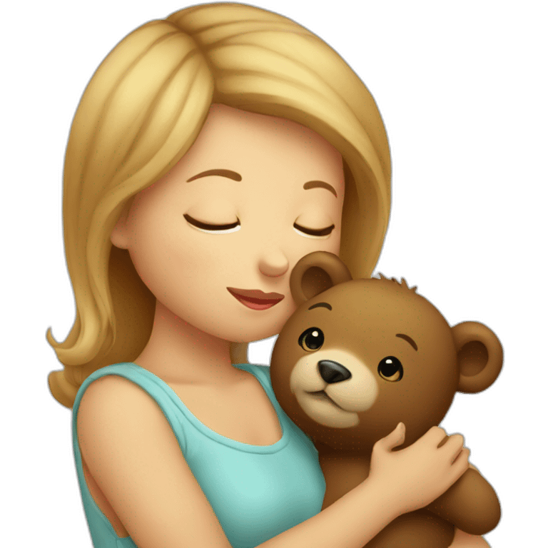 little baby female kissing little bear emoji