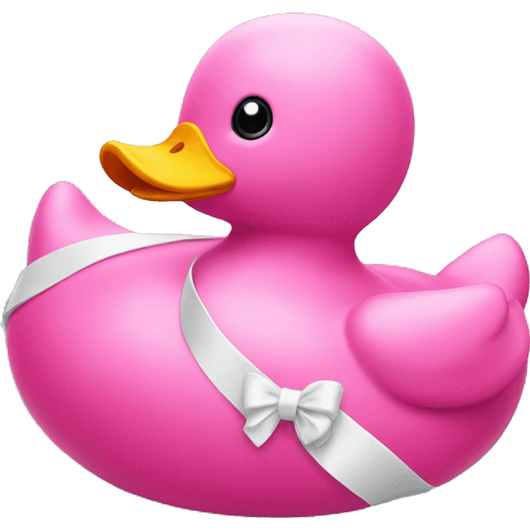 pink rubber duck with a white bow emoji