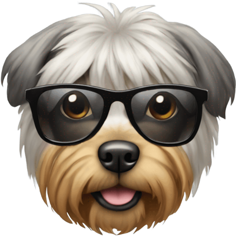 Dog with a wig and sunglasses emoji