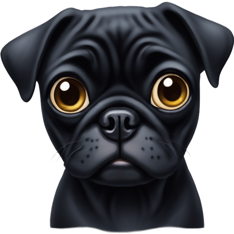 black pug with really big eyes emoji