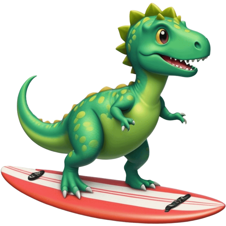 Dinosaur riding a surfboard emoji