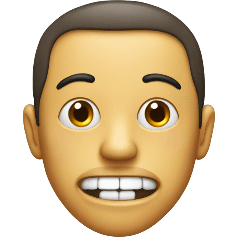 An emoji side eying with a mouth going like “eeeshh”  emoji