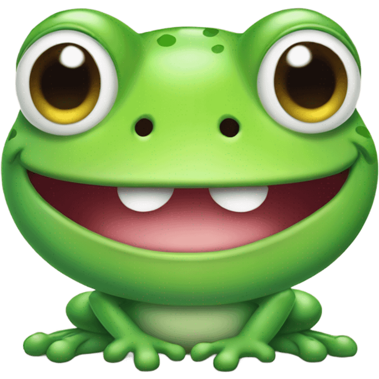 cute cartoony frog blushing emoji