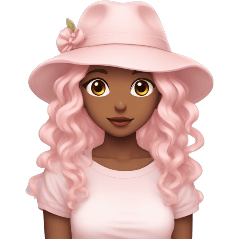 Gorgeous pastel anime girl with blushing face and hair garnitures and pretty hair and a hat aesthetic trending style emoji