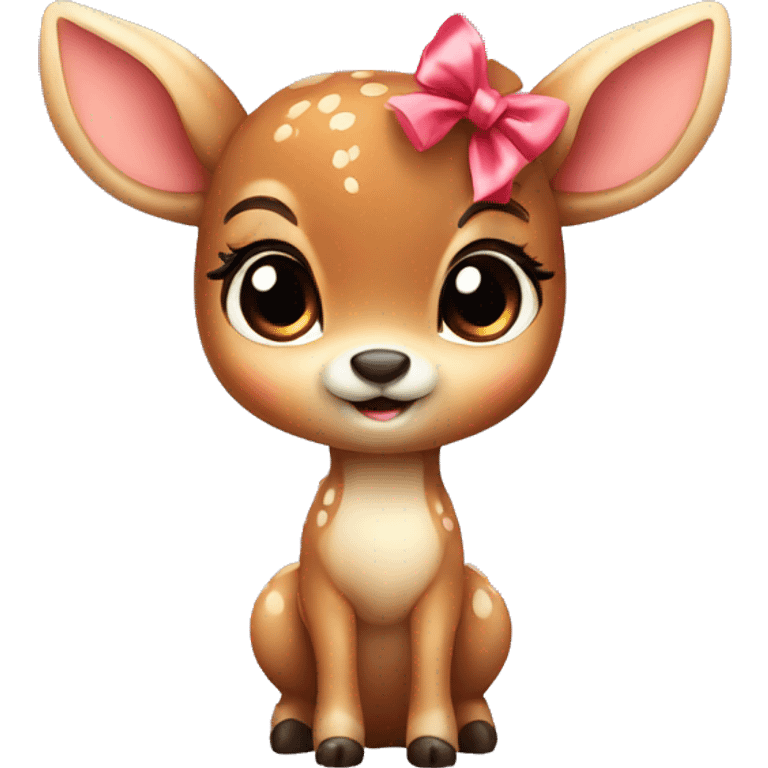 Cute baby deer with bow emoji