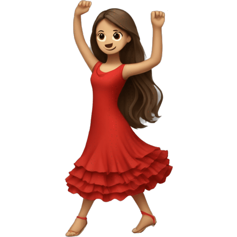 Girl dancing flamenco with red dress and brown long hair emoji