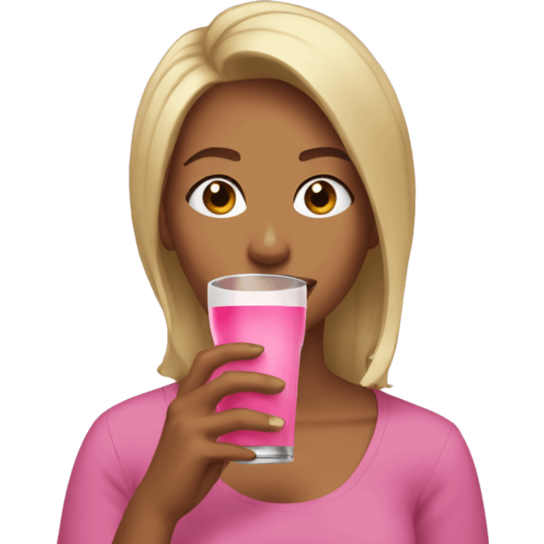 girl drinking pink whitney emoji