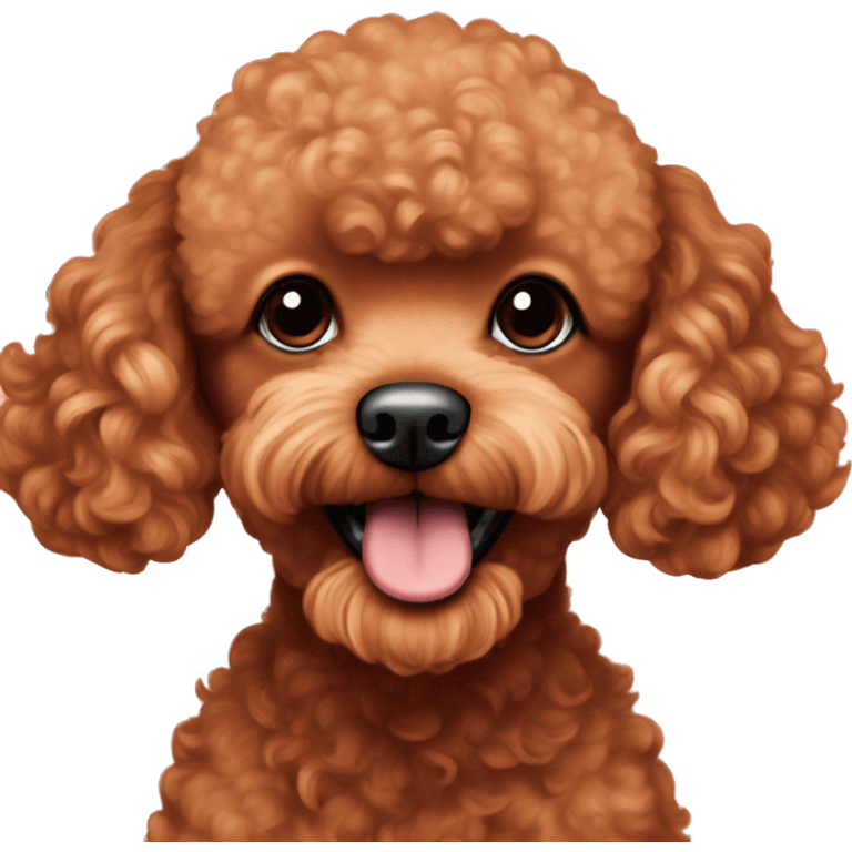 Red toy poodle with white goatee and long legs emoji