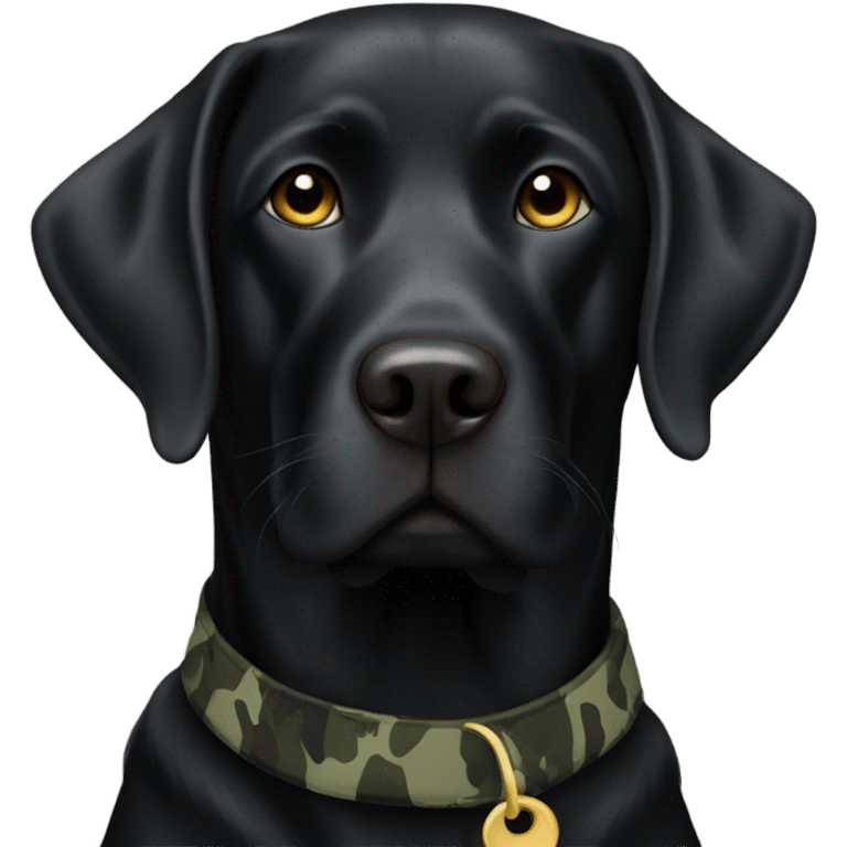 Black lab with camouflage collar  emoji