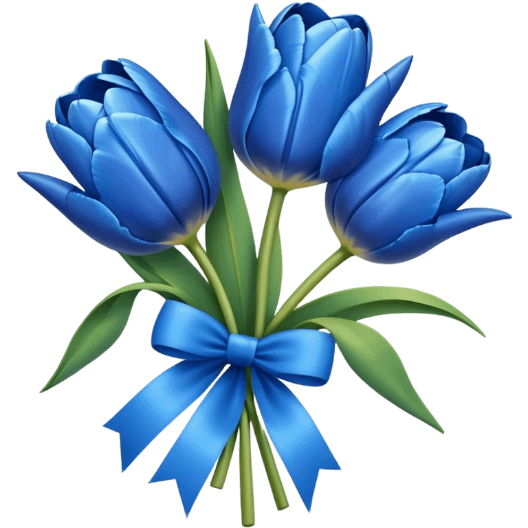 blue tulips with a bow emoji