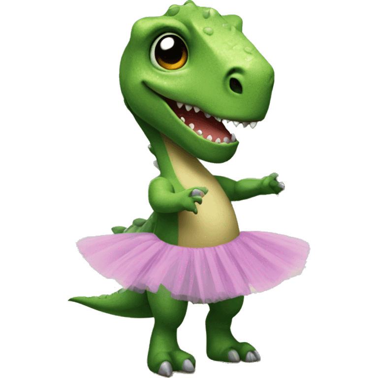 Dinosaur on a beach with a tutu emoji