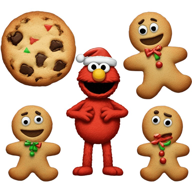 cookie and elmo at christmas emoji