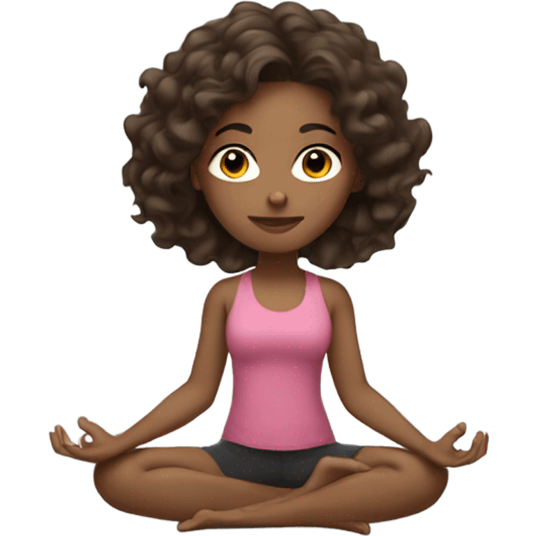 Brunette with wavy hair doing yoga  emoji