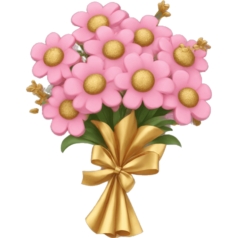 Gold Bouquet with pink flowers emoji