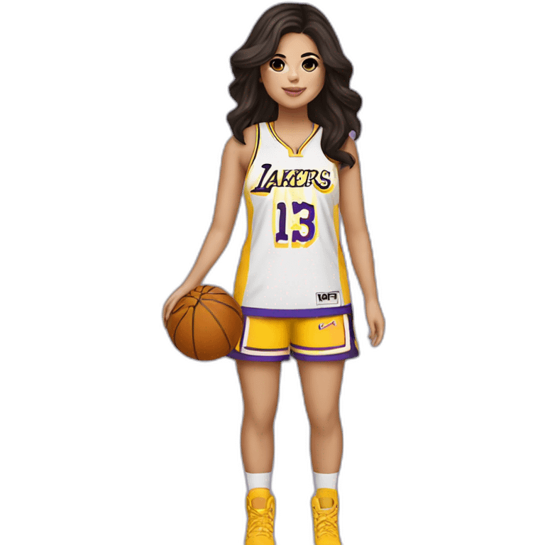 selena gomez with yellow lakers jersey emoji