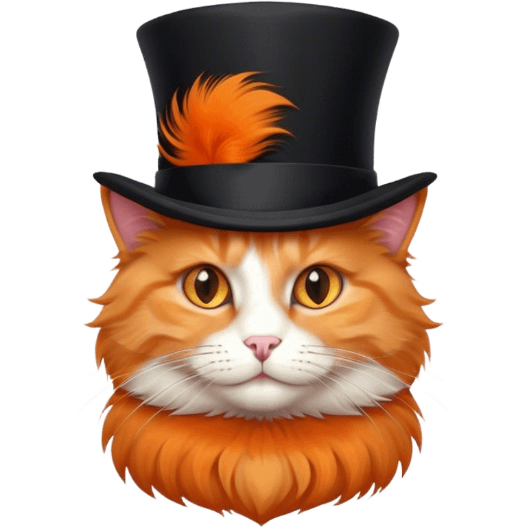 fluffy elegant orange cat with top hat black emoji