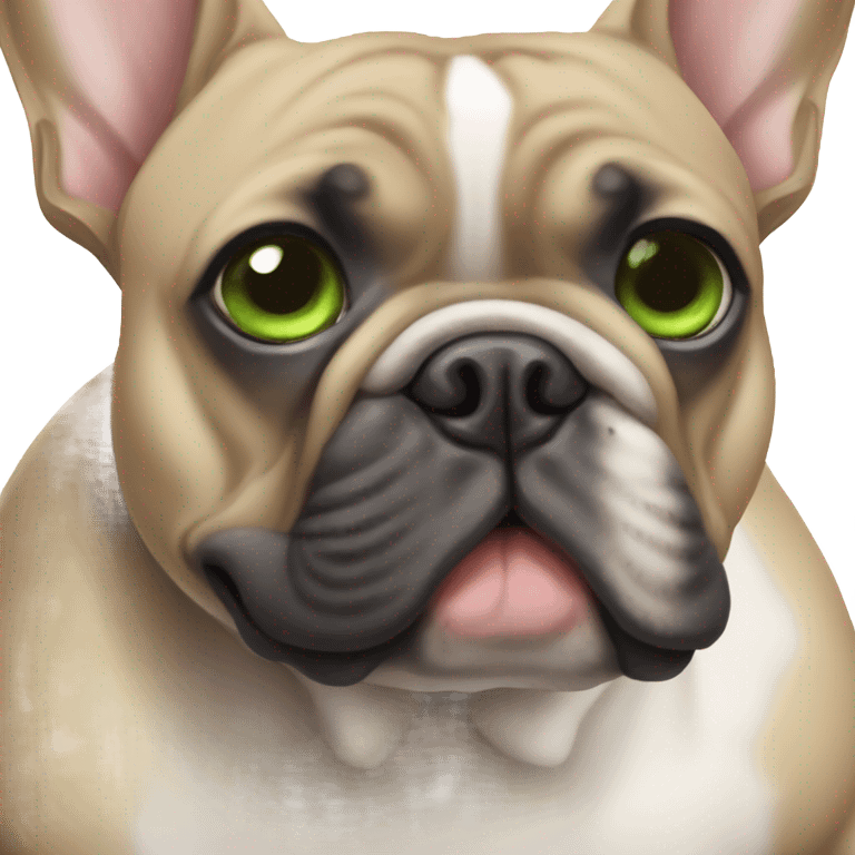 Muriel French bulldog with green eyes thirsty emoji