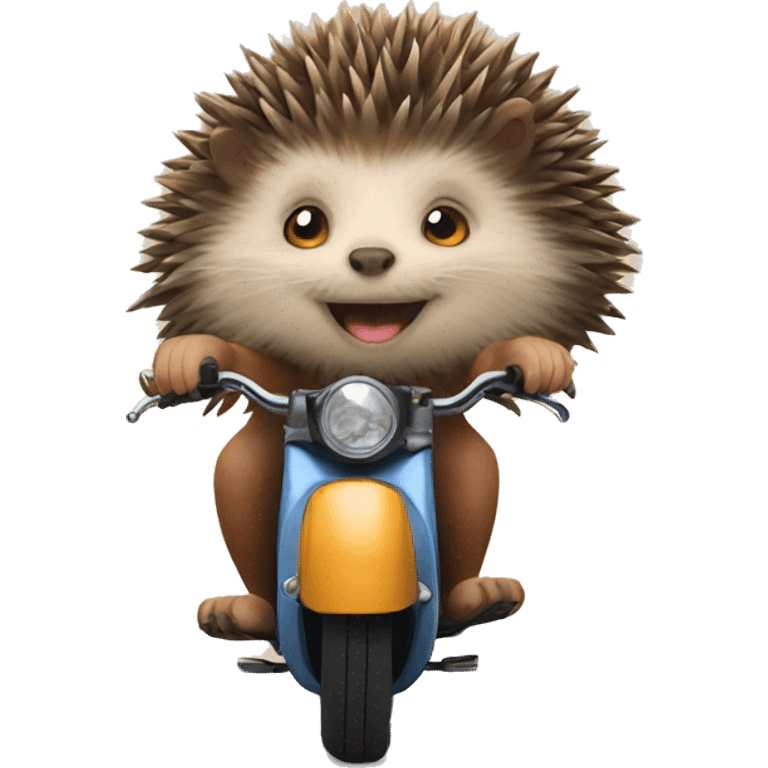 A hedgehog riding on a cat emoji