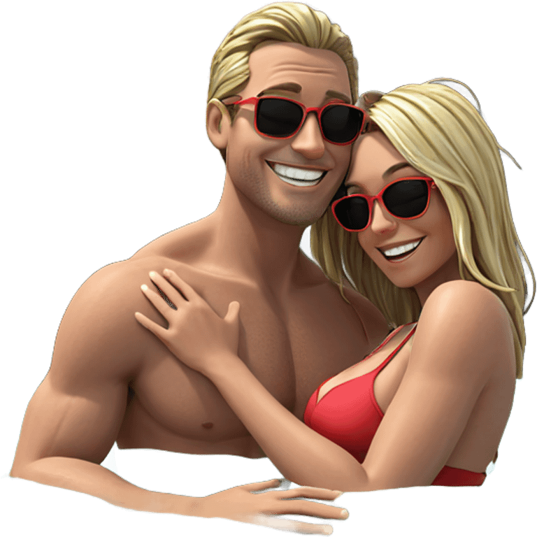 couple enjoying summer at beach emoji