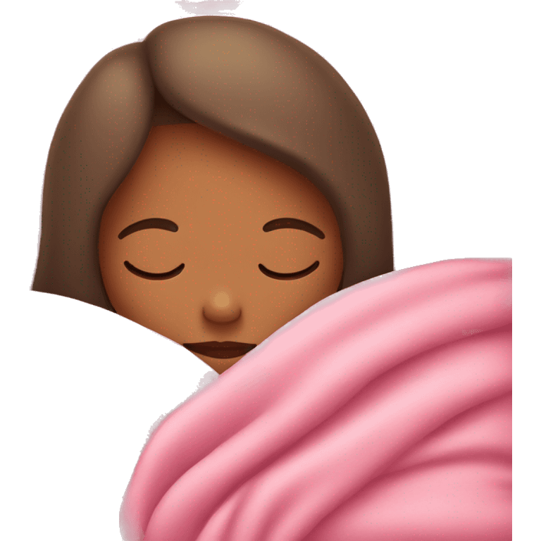 Girl sleeping in a pink blanket  emoji