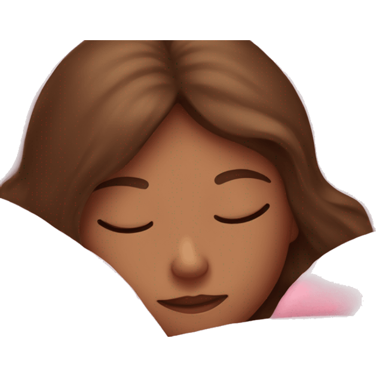 brown hair girl sleeping with a pink blanket  emoji