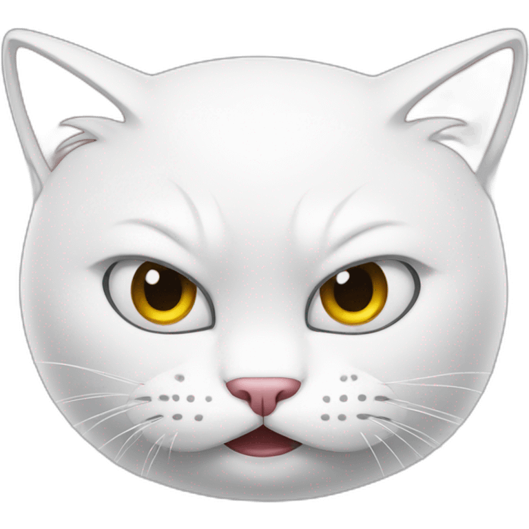 Cartoon White cat angry emoji