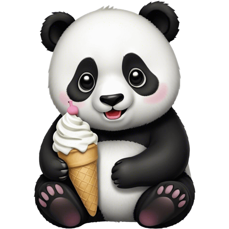 Panda eating ice cream emoji