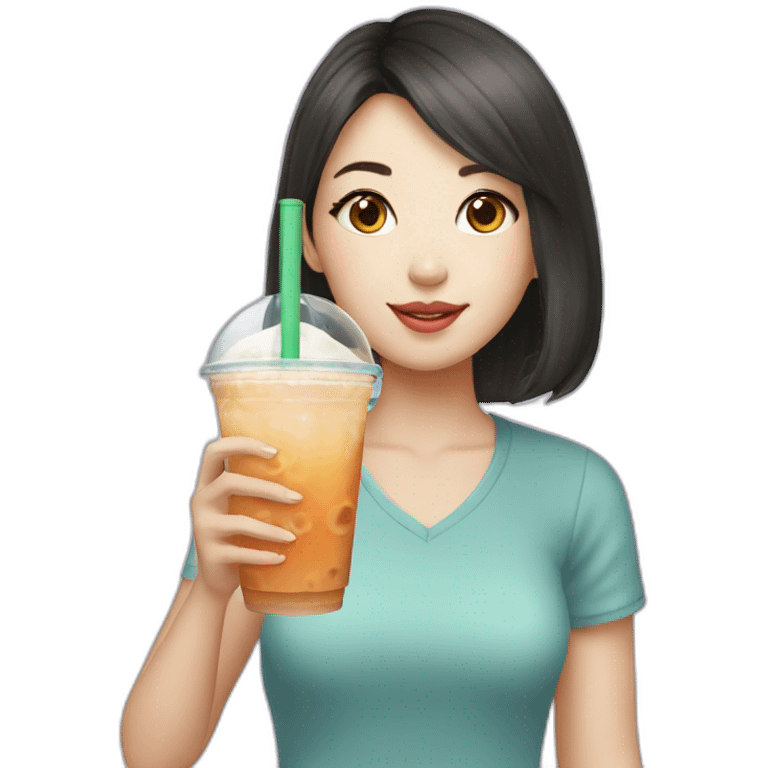 Taiwanese Girl drinking bubble tea emoji